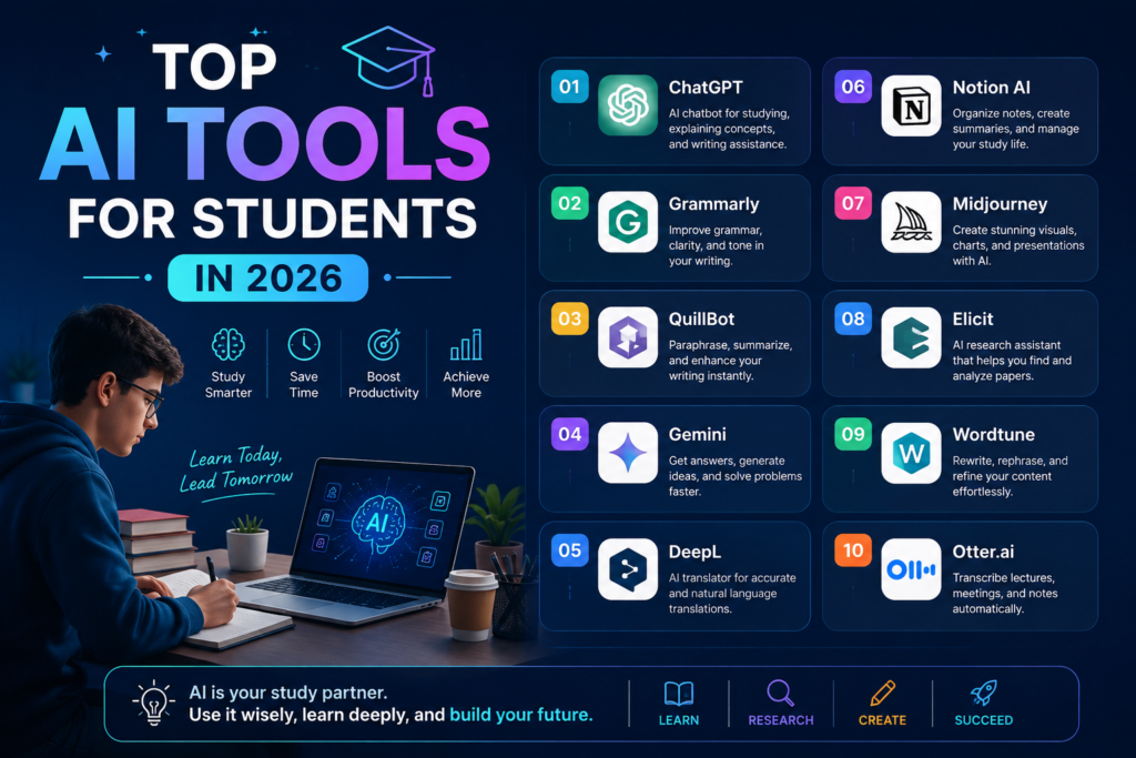 Top AI Tools for Students in 2026 Top AI Tools for Students in 2026