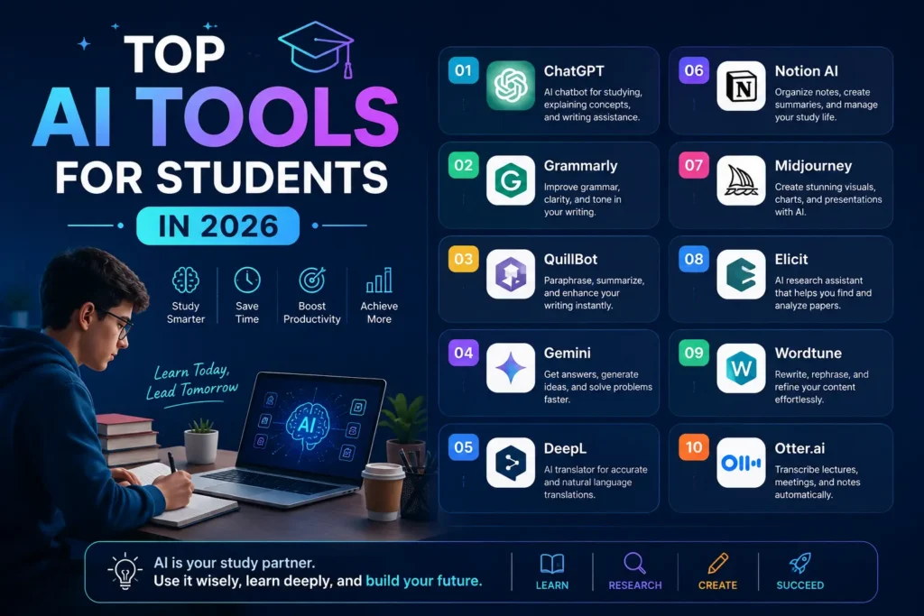 Top AI Tools for Students in 2026 Top AI Tools for Students in 2026