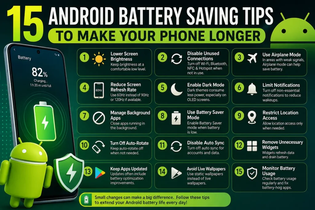 15 Android Battery Saving Tips to Make Your Phone Longer