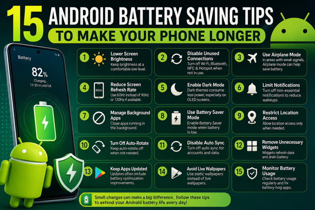 15 Android Battery Saving Tips to Make Your Phone Longer
