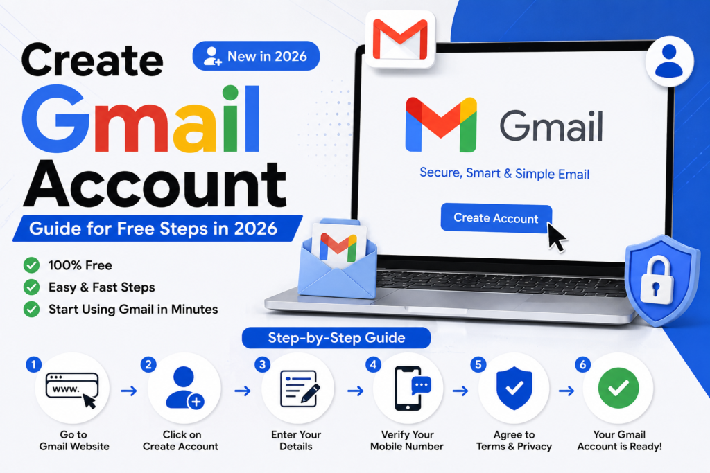Create Gmail Account:Guide for free Steps in 2026